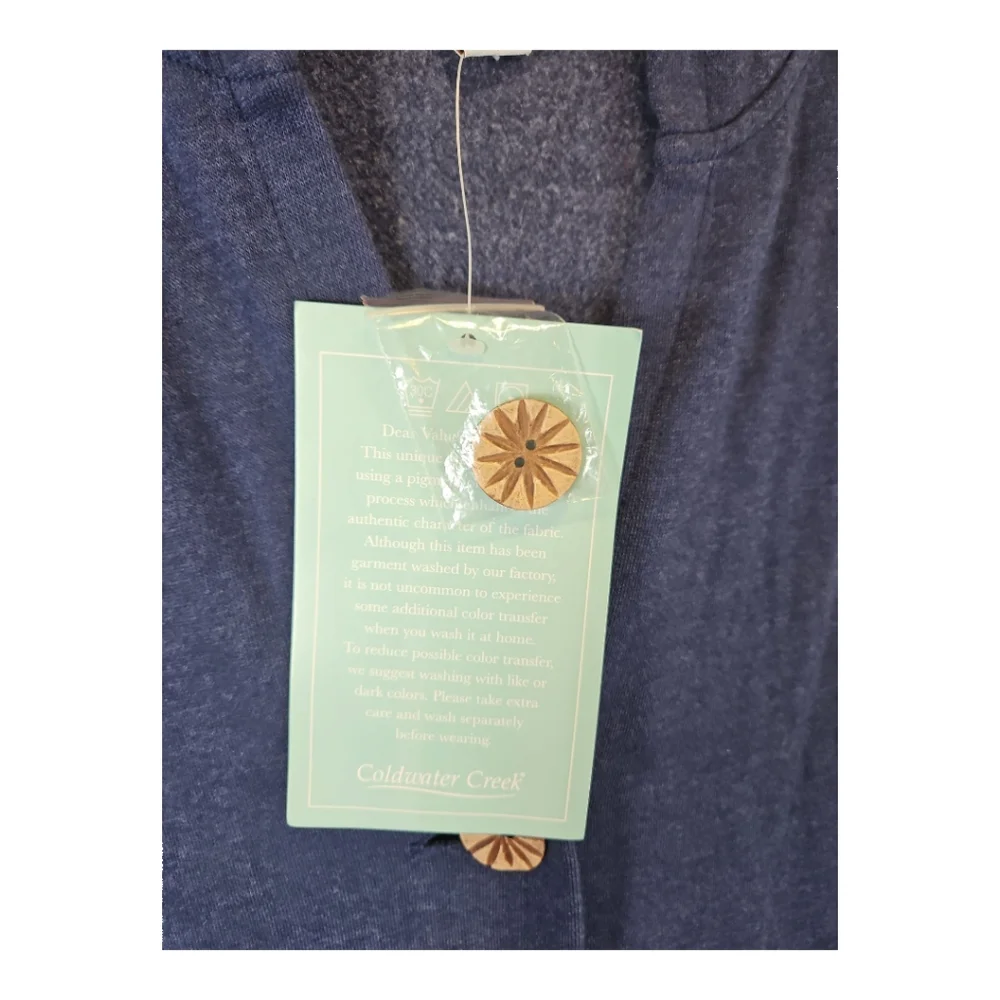 Coldwater Creek Heather Blue Raw Hem Fleece 2 Button Jacket Size M - Picture 5 of 9